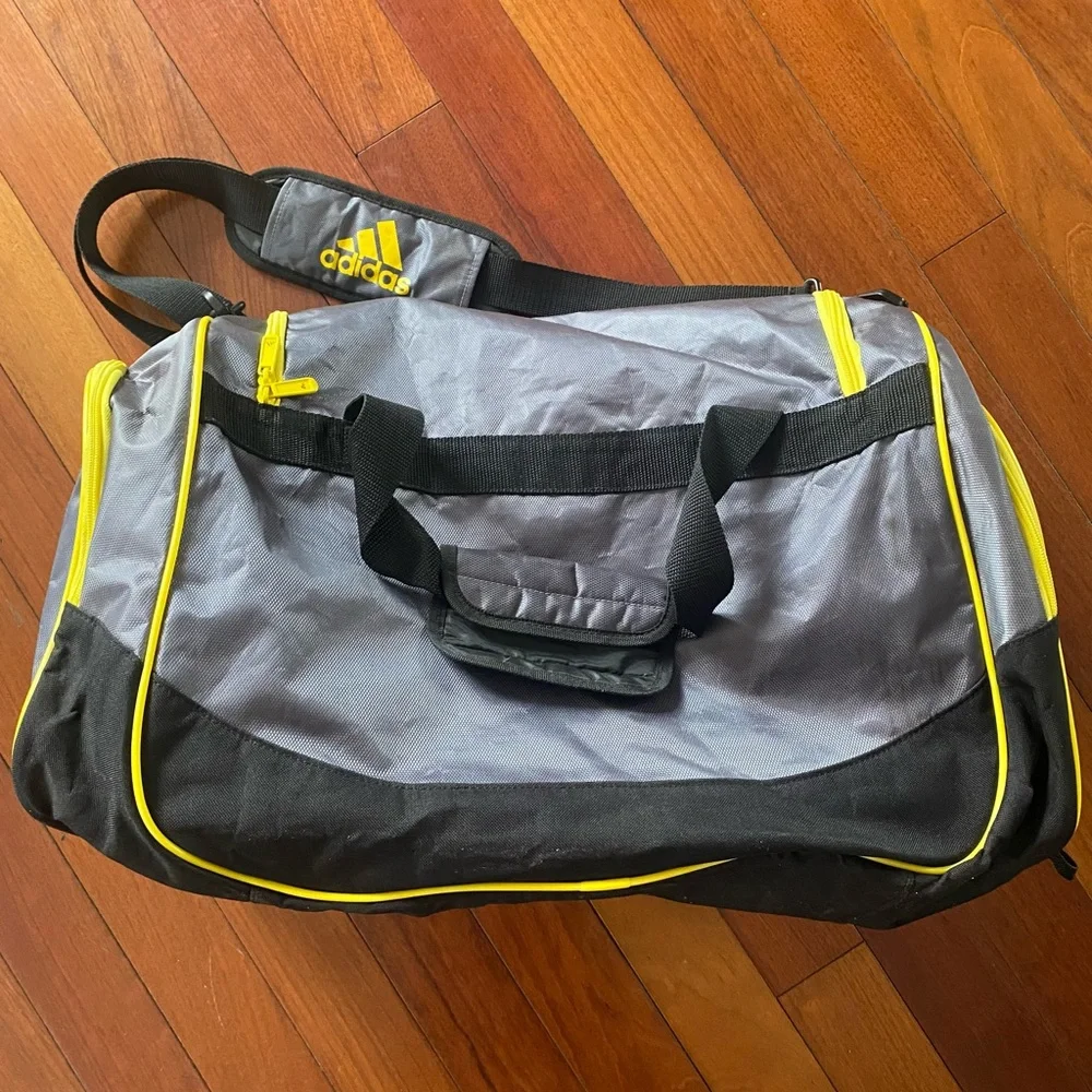 Adidas Grey and Yellow‎ Men's Duffel Bag Adjustable strap multi pockets